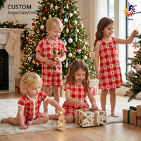 Ensemble assorti familial en fibre de bambou pour Noël : Barboteuse, robe, pyjama et tenue de nuit à manches courtes pour bébés et tout-petits