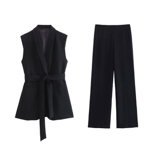 SHENZHU 2023 Nouveau <span class=keywords><strong>Gilet</strong></span> <span class=keywords><strong>Long</strong></span> <span class=keywords><strong>Noir</strong></span> <span class=keywords><strong>Femme</strong></span> Été Polyvalent Slim avec Ceinture <span class=keywords><strong>Sans</strong></span> Manches Col en V Décontracté Élégant 7848187 - Product Image 6