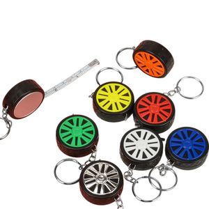 1m 3ft Tire Shaped <b>Mini</b> Tape Measure Keychain Retractable Carbon Steel Metal Ruler Portable Car Wheel Pocket Measuring Tool - Product Image 1
