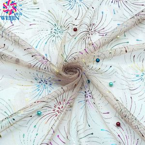 100% in fibra di poliestere arcobaleno fuochi d'artificio perline per unghie tulle tessuto a maglia a maglia tessuto base di scena abbigliamento casual - Product Image 1