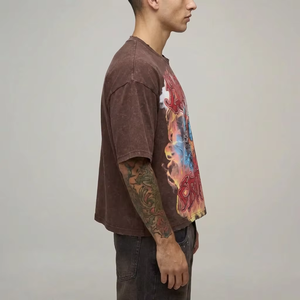 Camiseta Punk <span class=keywords><strong>Rock</strong></span> Vintage Personalizada con Estampado de Corazón Mecánico Estilo Gótico para Hombre, Camiseta Distressed de Gran Gramaje para Streetwear - Product Image 2