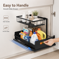 Étagère de rangement de cuisine en métal pour dropshipping transfrontalier, panier coulissant double couche pour évier, organisateur sans perçage pour le rangement des épices
