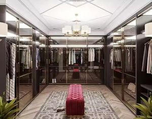 تصاميم غرف ملابس عصرية بأبواب زجاجية وأدراج تخزين بإضاءة ليد لأثاث غرف النوم وخزائن زجاجية - Product Image 4