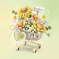 LOZ 4124 4126 4127 MOC Kit de Modélisation de Fleurs pour Journée Romantique, Bouquet Simulé à Assembler, Ornement, Cadeau d'Anniversaire, Ensembles de Blocs de Construction