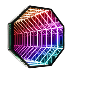 Miroir 3D moderne à LED, éclairage contemporain, éco-responsable, décoratif, tailles et motifs lumineux personnalisables, hôtels, clubs, effet infini - Product Image 1