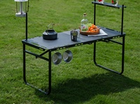Meubles d'extérieur, table de barbecue pliable de grande taille avec plateau de cuisson et four pour le camping, le pique-nique, utilisation portable