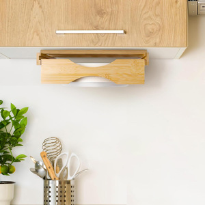 Bamboo Wall Mounted <b>Plate</b> Dispenser For Kitchen Cabinet Storage Organizer With Easy Cleaning Feature - Product Image 2