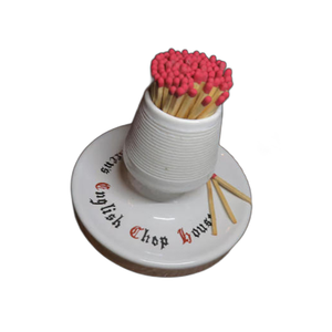 Support vintage pour allume-gaz - Keen's English Chop House - Porcelaine - Céramique - Pyrogène - Tobacciana - Objets de collection - Product Image 1