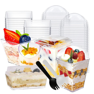Bán buôn PS rõ ràng dùng một lần sữa chua Ice Cream Pudding <span class=keywords><strong>Cake</strong></span> cup container nhựa tráng miệng ly có nắp đậy và thìa - Product Image 2