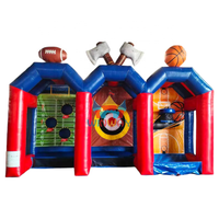 Spaßiges Design WINWAYTOYS Umweltfreundliches PVC Aufblasbares 3-in-1 Karnevalsspiel Fußball Basketball Rugby Ball Schießtor-Haus für Kinder
