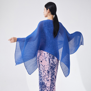 2025 ultimo Design Miyake plissettato camicetta da donna Casual Joker camicia pizzo traspirante lavoro ufficio copertura estiva tessuto grembiule - Product Image 4