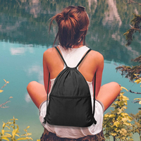 Tas Ransel Nilon Anti Air Mewah Khusus Olahraga, Fitness, dan Travel, Tas Serut Poliester 210d Murah untuk Menyimpan Sepatu