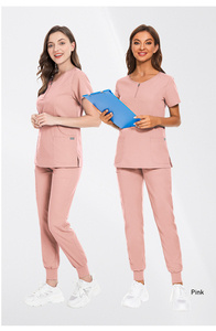 Confortable léger femmes gommages uniformes ensembles Joggers fermeture éclair-hauts hôpital médical chirurgical Salon uniformes gommage en gros - Product Image 5