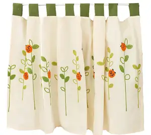 100% polyester embroidery leaf kitchen Cafe curtain