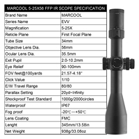 Lunette de chasse Marcool 5-25x56 en alliage d'aluminium, tube de 34 mm, réticule éclairé sur le premier plan focal, étanche, durable, fiable, avec verrouillage à zéro