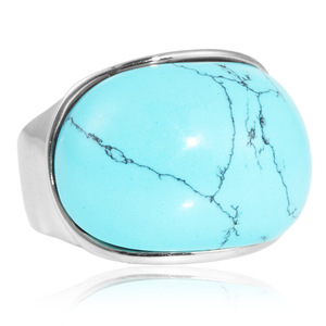 Yunnique – bague en pierre turquoise pour femmes, monture en acier inoxydable, bijoux cadeaux, bagues à la mode - Product Image 5