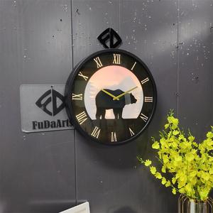 Reloj de Pared de Diseño de <span class=keywords><strong>Hierro</strong></span> de Lujo Art Deco Minimalista Moderno de 45 CM con Luz Nocturna LED para Decoración del Hogar, Dropshipping DDP - Product Image 2