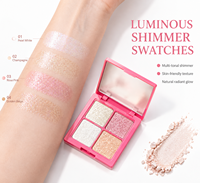 Palette de maquillage pour le visage, illuminateur pressé, haute pigmentation, fini brillant, léger, longue tenue, marque privée, vente en gros