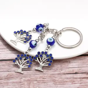 Porte-clés œil porte-bonheur bleu vintage, accessoire suspendu, avec un arbre de vie, turc, nouvelle collection
