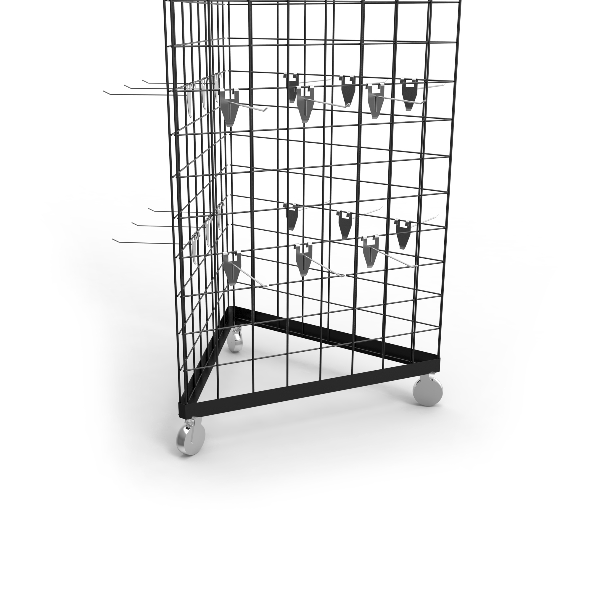 Custom Sign Triangle Grid Tower Mobile Display Stand Gridwall Display Rack with Wheels — view 2