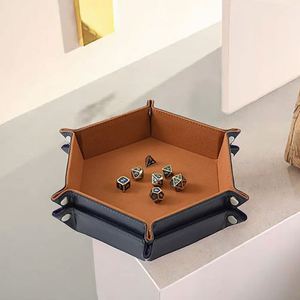 Wholesale Custom Logo Hexahedron PU Leather 2-Piece Dice Tray for D&D Game Storage with Dungeons <b>Dragons</b> Customizable Packaging - Product Image 3
