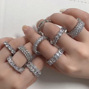 <strong>Rings</strong> <strong>Set</strong> Women Cubic Zirconia Bling Sparkle Diamond <strong>Silver</strong> Jewelry <strong>Ring</strong> - Product Image 1