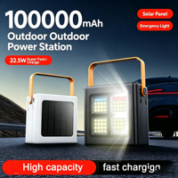 Station d'alimentation portable à charge rapide pour l'extérieur, haute capacité 100000 mAh, 22,5 W avec lumière LED, support micro USB, banques d'alimentation 100000 mAh