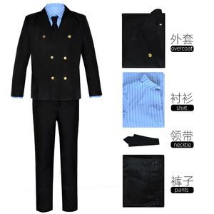 Costume de cosplay Sanji, costume noir à double boutonnage avec chemise bleue et jaune pour les 14 ans et plus - Product Image 2