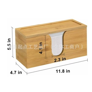 Caja de pañuelos de madera con tapa abatible, caja de almacenamiento de madera maciza para uso en el baño o escritorio. - Product Image 2