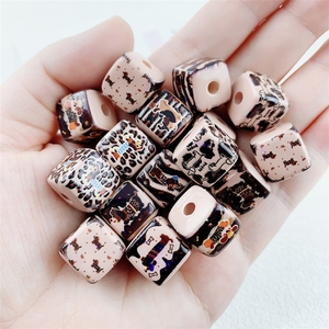 ลูกปัดอะคริลิคทรงสี่เหลี่ยมลายลูกสุนัขไส้กรอกน่ารัก ขนาด 14 มม. สีกาแฟ - Product Image 4