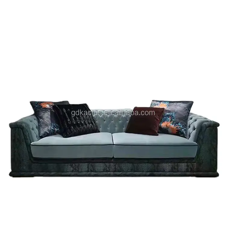 Unique design python skin pattern sofa 123 with coffee tables artistic reception hall snake skin leather sofa set