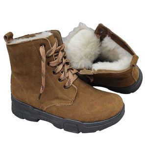 Men's Fleece Lined Snow <b>Boots</b> Thickened Winter Warm Leather Work Shoes Front Laces Injection Sole High Top Low Top Styles - Product Image 1