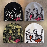 Bonnet tricoté jacquard en gros, bonnets d'hiver tendance Y2K, bonnets à logo personnalisé