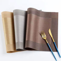 Ensemble de sets de table en PVC tissé noir, gris et or, écologiques, durables, classiques, carrés, de luxe, épaisseur 3 mm, pour restaurant et hôtel