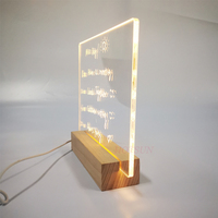 Tableau d'affichage LED effaçable à livraison rapide, tableau de notes effaçable à sec en acrylique avec support en bois