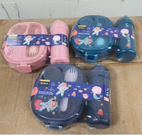 Lot de boîtes à lunch pour enfants sans BPA, de qualité alimentaire, avec bouteille d'eau et cuillère, conteneur portable pour le déjeuner scolaire