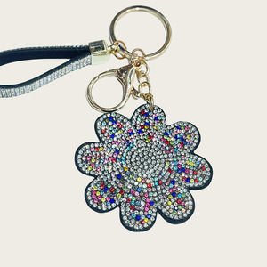 Porte-clés Fleur Scintillante en Cristal, Pendentif Floral Multicolore en Strass pour Sac, Accessoire de Mode Bling pour Clé de Voiture - Product Image 2