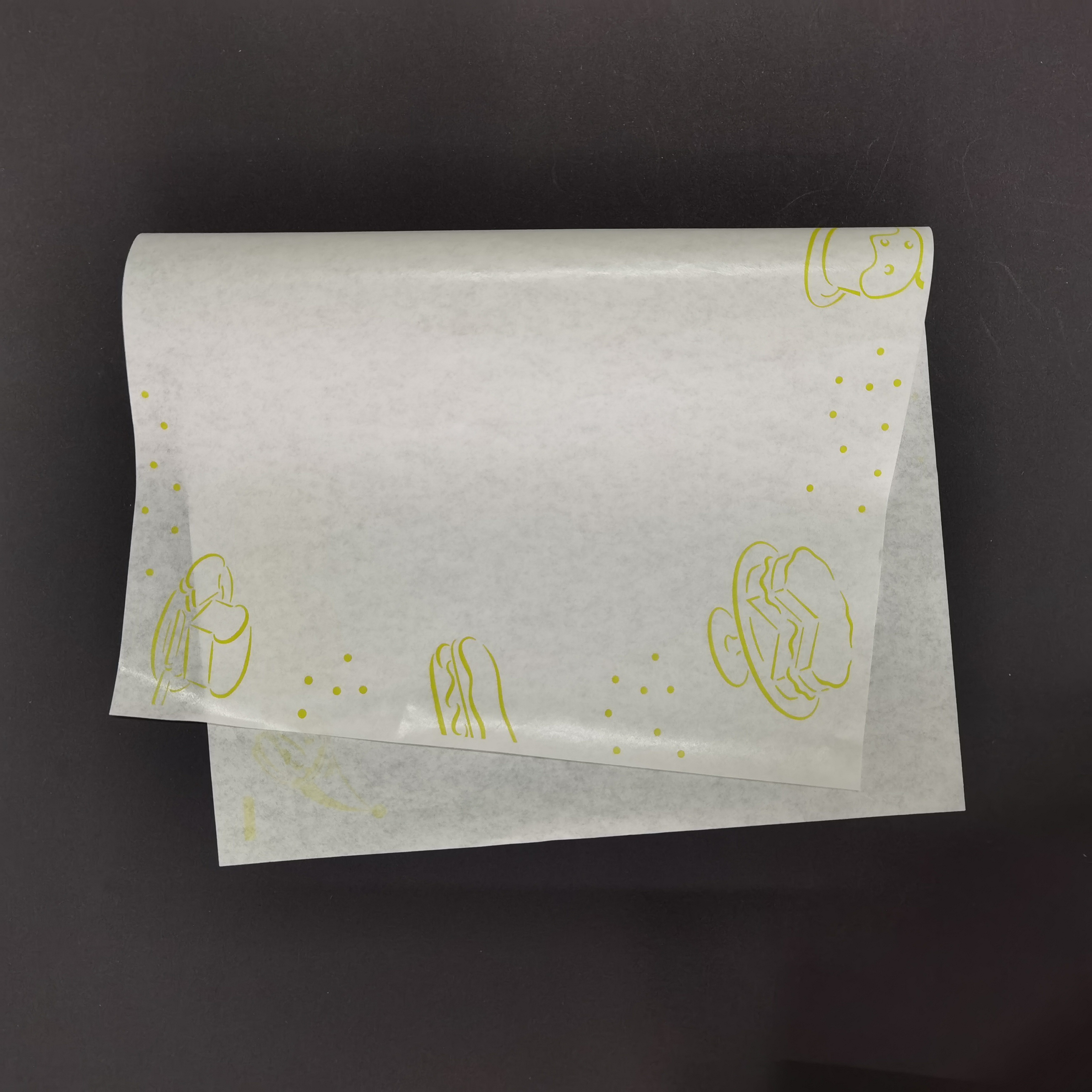 Customized Printed White Kraft Wrapping Paper Food Grade Recyclable 23-40g 500 Sheets/Pack for Sandwich & Bread