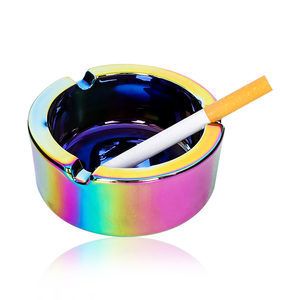 Cenicero de vidrio iridiscente de diseño interesante Proceso de chapado Cenicero redondo de tamaño de 85mm Adecuado para fumar - Product Image 2