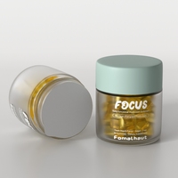 Bouteille de capsule de supplément de pilule en verre transparent givré avec couvercle à vis mat personnalisé