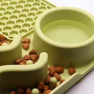 小型動物のためのペットの食事を遅くするための新しい到着カスタムロゴシリコン犬のリックマット犬のフィーダーボウルアクセサリー2 in 1 - Product Image 3