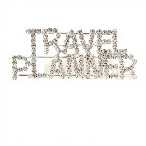 Broche Personalizado con Nombre, Letra de Cristal y Diamantes de Imitación, Broches con Logotipo de JESUS/TRAVEL PLANNER, Asesor/Agente de Viajes/Boda - Product Image 1