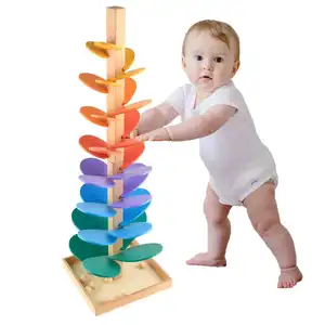 Blocchi giocattolo educativo Montessori albero musicale in legno con palla di marmo gioco di pista per bambini bambini intelligenza per bambini in legno