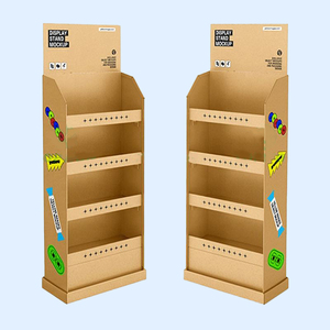 Support d'affichage au sol en papier kraft pliable à 3 niveaux, écologique, avec revêtement UV, pour supermarché, présentoir en carton ondulé - Product Image 1