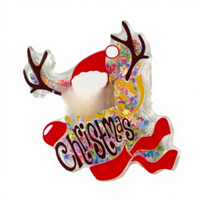 Broche décorative de Noël à injection de carburant, à paillettes liquides et à musique, avec motifs Père Noël, Élan et Sapin de Noël, accessoires de badge