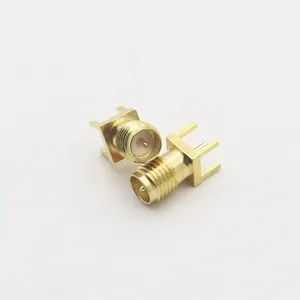 sma female header inner pin positive pin female jack reverse polarity vertical through hole PCB mount straight connector antenna