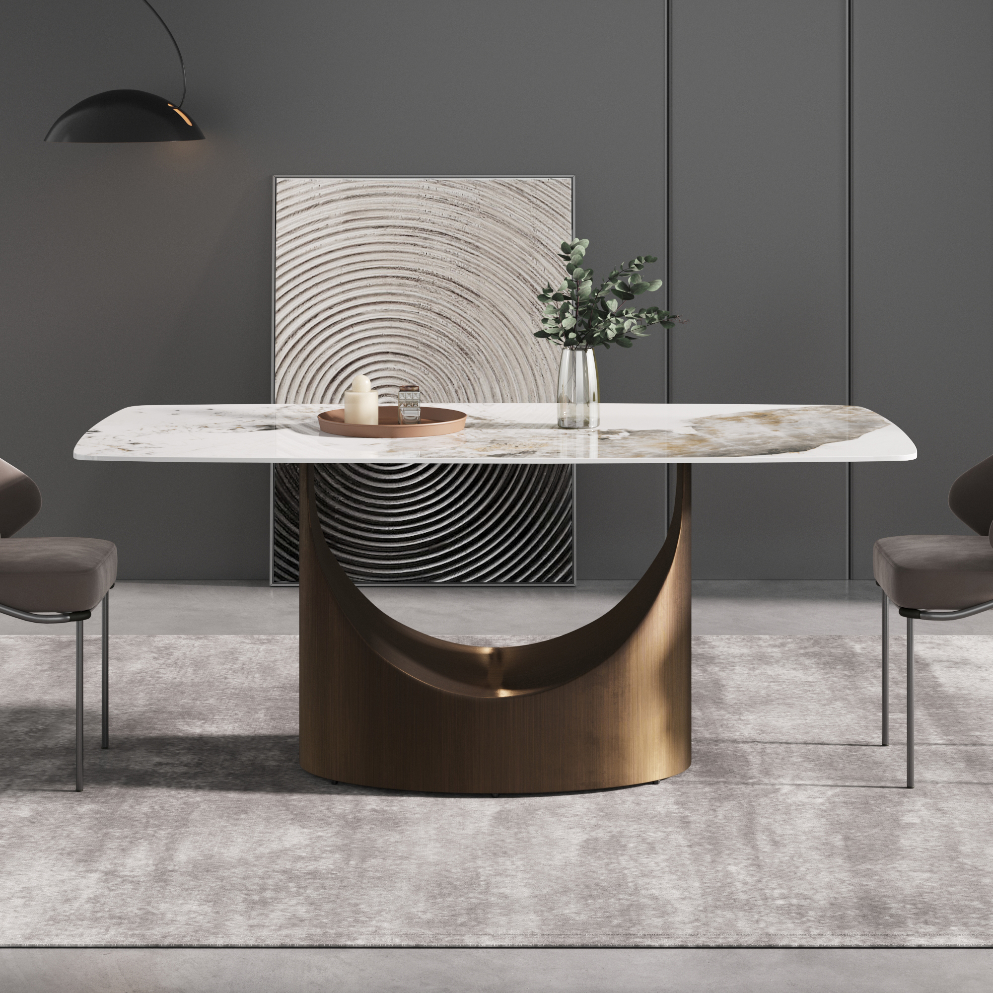 ANINZ Marble Dinner Table Artificial Dinning Room Table Set Modern Furniture Luxury Sintered Stone (图3)