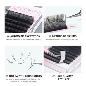Annafris hình chữ U 2D YY Lông mi giả Lời khuyên đôi PREMADE Fan lông mi tự nhiên mềm mại tay dệt lông mi mở rộng - Product Image 2