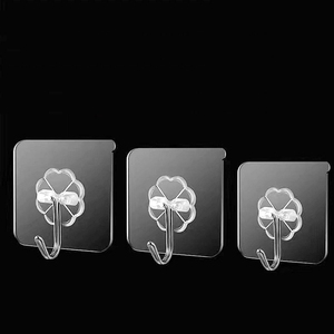 Transparent Plastic PVC Wall Mounted Heavy Duty <strong>Adhesive</strong> Wall Organisaton Sticker Hanging Hanger <strong>Hooks</strong> Sticky <strong>Hook</strong> for Hanging - Product Image 4