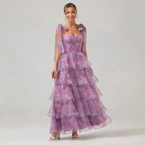 Primavera estate nuova moda senza maniche floreale tracolla con lacci grande abito <span class=keywords><strong>in</strong></span> <span class=keywords><strong>Organza</strong></span> abito - Product Image 6